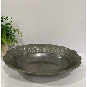 Vintage Wilton Armetale Juan Vela Studio Cast Aluminum Oval Bowl 12”